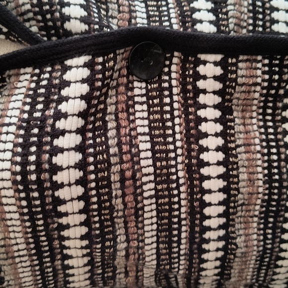 Chico's Black, White and Tan Weave One Button Closure Cardigan Sweater. … - Picture 2 of 8